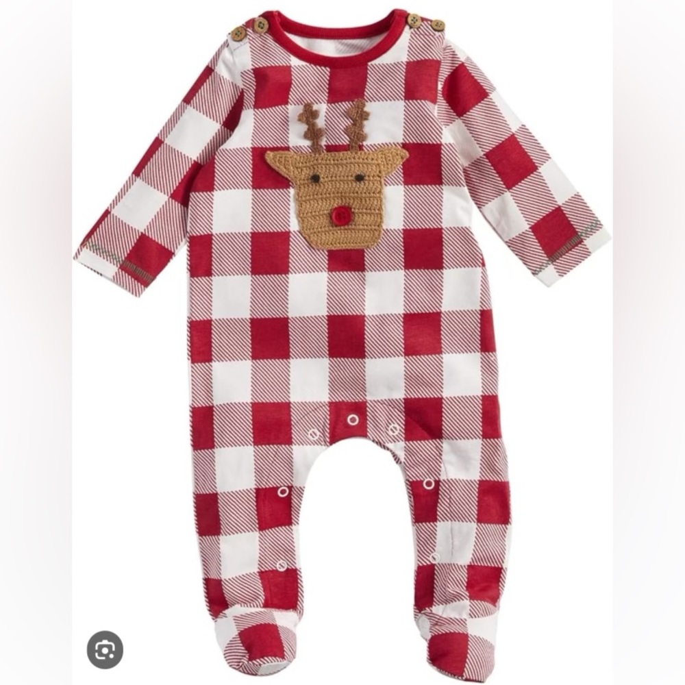 Mud Pie Baby Boy Check Crochet Baby Sleeper